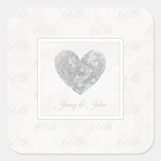 60e Anniversaire du Mariage diamant autocollant (Devant)