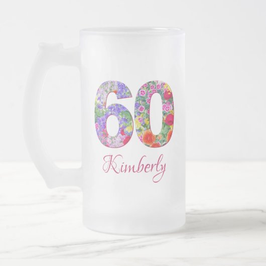 60e anniversaire élégant fleurs florales tasse de (Gauche)