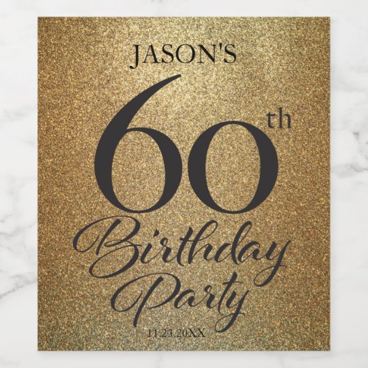 60e anniversaire Étiquette de vin (Étiquettes simples)