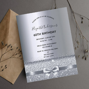 60e anniversaire fête argent étincelle invitation