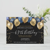 60e anniversaire fête Bleu et or Invitation (Debout devant)