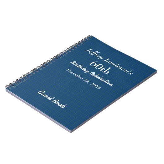 60e Anniversaire Fête Bleu Plaid Livre d'invité Sp (Côté gauche)