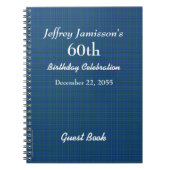 60e Anniversaire Fête Bleu Plaid Livre d'invité Sp (Devant)