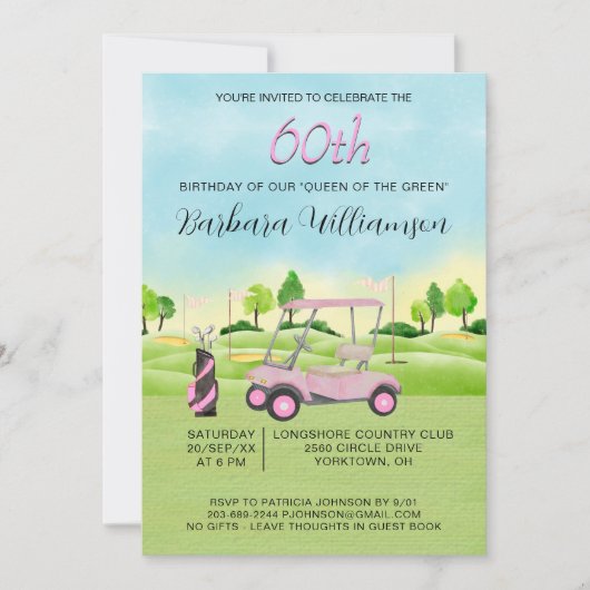 60e Anniversaire Fête Lady Golfer Thème Invitation (Devant)