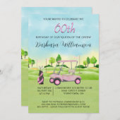 60e Anniversaire Fête Lady Golfer Thème Invitation (Devant / Derrière)