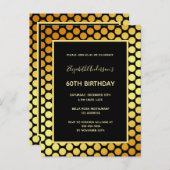 60e anniversaire fête noir dots d'or invitation (Devant / Derrière)