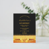 60e anniversaire fête or noir brillant invitation (Debout devant)