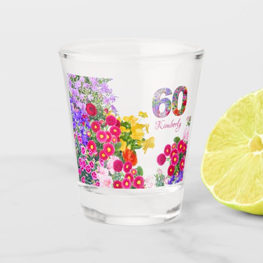 60e anniversaire fleurs bouquet verre tourné (Devant)