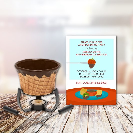 60e anniversaire Fondue Diner fêtes Invitations