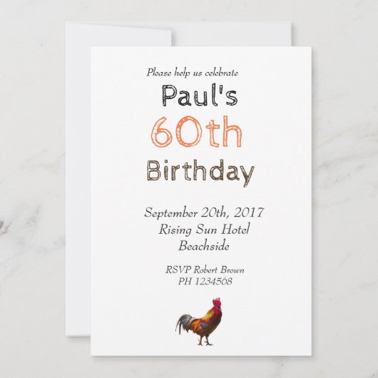 60e anniversaire Fun Chicken Invitation (Dos)
