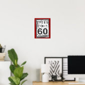 60e anniversaire Funny Grungy Speed Limit Poster (Bureau à domicile)