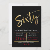 60e anniversaire Gold Black Party Invitation (Devant)