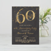 60e anniversaire Gold Floral Invitation (Debout devant)