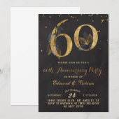 60e anniversaire Gold Floral Invitation (Devant / Derrière)