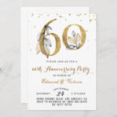 60e anniversaire Gold Floral Invitation (Devant / Derrière)