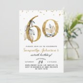 60e anniversaire Gold Floral Invitation (Debout devant)