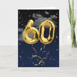 60e Anniversaire Gold Mylar Balloon et carte Confe
