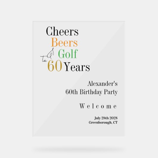 60e anniversaire Golf Cheers Bières Accueil minima (Recto)