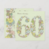 60e anniversaire Green Blooms Invitation personnal (Devant / Derrière)