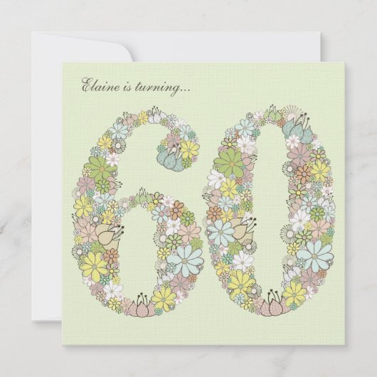 60e anniversaire Green Blooms Invitation personnal (Devant)