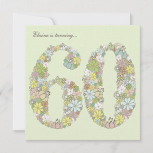 60e anniversaire Green Blooms Invitation personnal