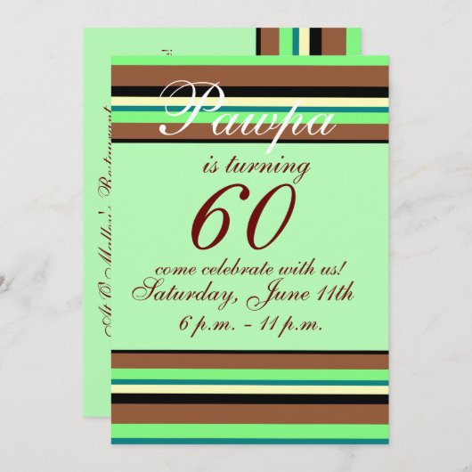 60e anniversaire Invitation (Devant / Derrière)