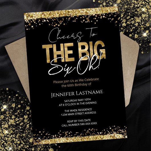 60e anniversaire Invitation Black and Gold