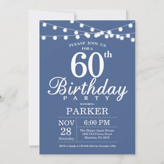 60e anniversaire Invitation Blue (Devant)