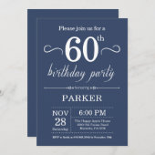 60e anniversaire Invitation Blue (Devant / Derrière)