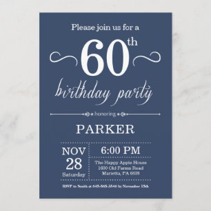60e anniversaire Invitation Blue