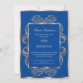 60e anniversaire Invitation Blue Silver (Devant)