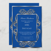 60e anniversaire Invitation Blue Silver (Devant / Derrière)
