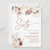 60e anniversaire Invitation Boho Pampas (Devant)