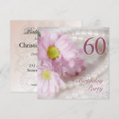 60e anniversaire invitation de fête avec marguerit (Devant / Derrière)