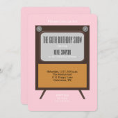 60e anniversaire Invitation de fête TV sur rose (Devant / Derrière)