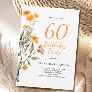 60e anniversaire Invitation de Fleurs sauvages flo