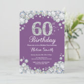 60e anniversaire Invitation Diamant violet et arge (Debout devant)