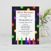 60e anniversaire Invitation fête bougies et points (Debout devant)