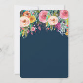 60e anniversaire invitation floral aquarelle marin (Dos)