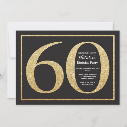 60e anniversaire Invitation Gold Parties scintilla (Devant)