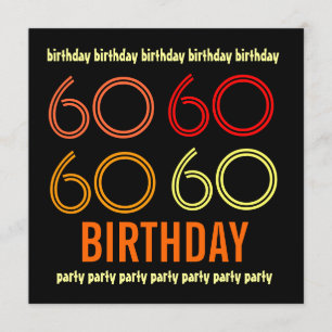 60e anniversaire Invitation Jaune Orange Noir