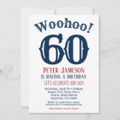 60e anniversaire Invitation Mens Marine Bleu (Devant)