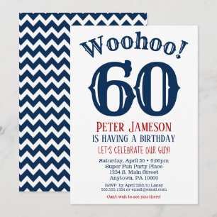 60e anniversaire Invitation Mens Marine Bleu
