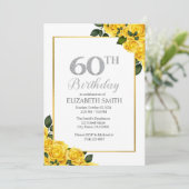 60e anniversaire Invitation Modèle avec Rose Jaune (Debout devant)