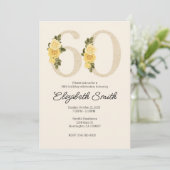 60e anniversaire Invitation Modèle Floral (Debout devant)