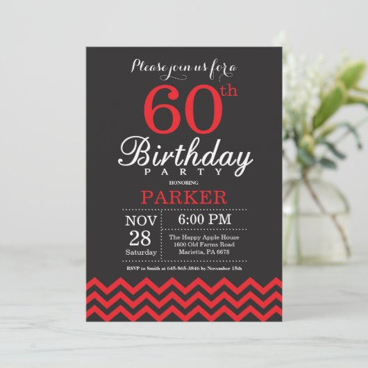 60e anniversaire Invitation Noir et Rouge (Debout devant)
