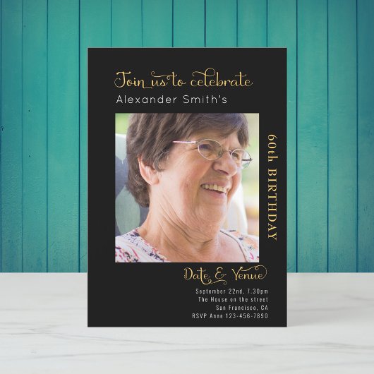 60e anniversaire Invitation noire