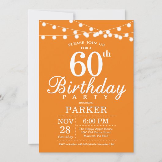 60e anniversaire Invitation Orange (Devant)