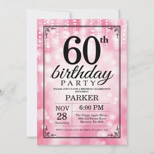 60e anniversaire Invitation Parties scintillant ro (Devant)