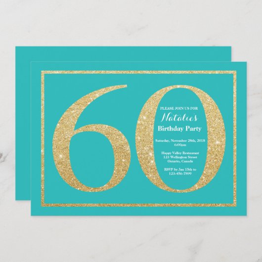 60e anniversaire Invitation Parties scintillant Tu (Devant / Derrière)